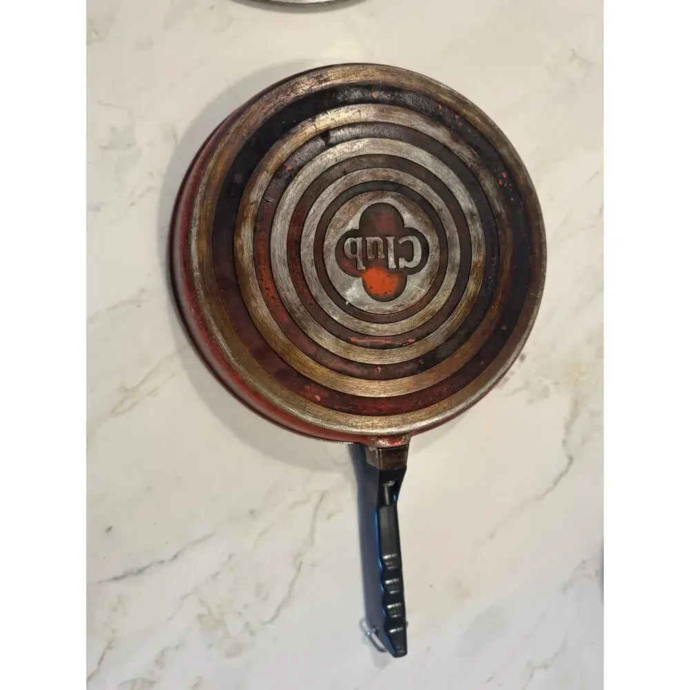 Vintage 10in 10 Club Aluminum Red Skillet Fry Frying Pan Lid